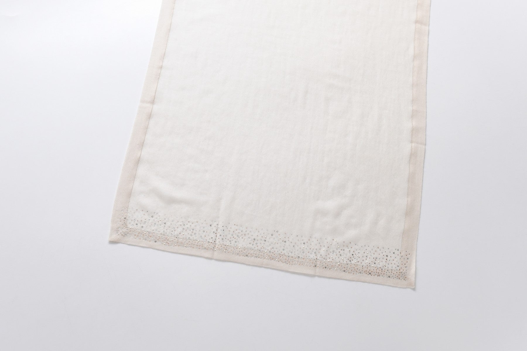 Starry Embellished Ivory Cashmere Scarf with Beige Lining