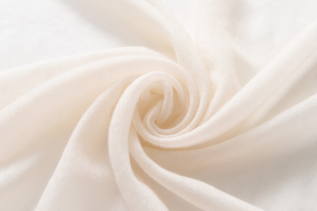 Brilliantem Embellished Ivory Cashmere Scarf with fringe