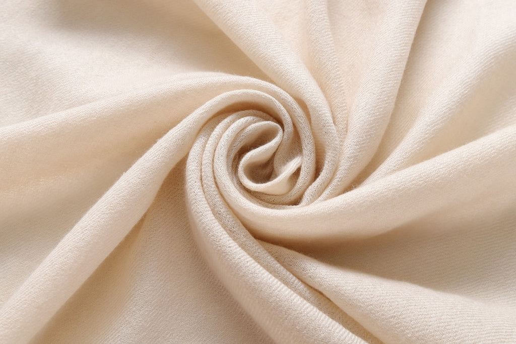 Hand Sewn Lace on Cashmere Scarf in White - Made in India