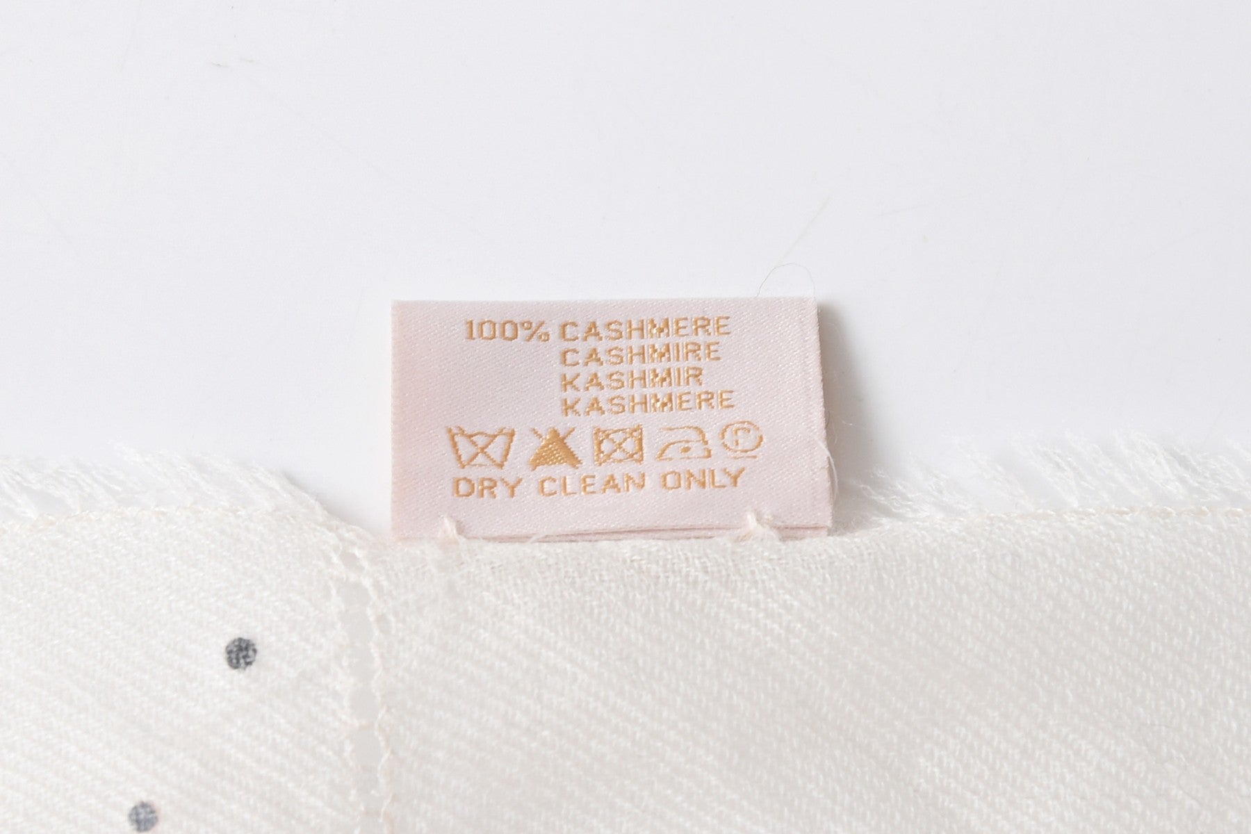 Brilliantem Embellished Ivory Cashmere Scarf with fringe