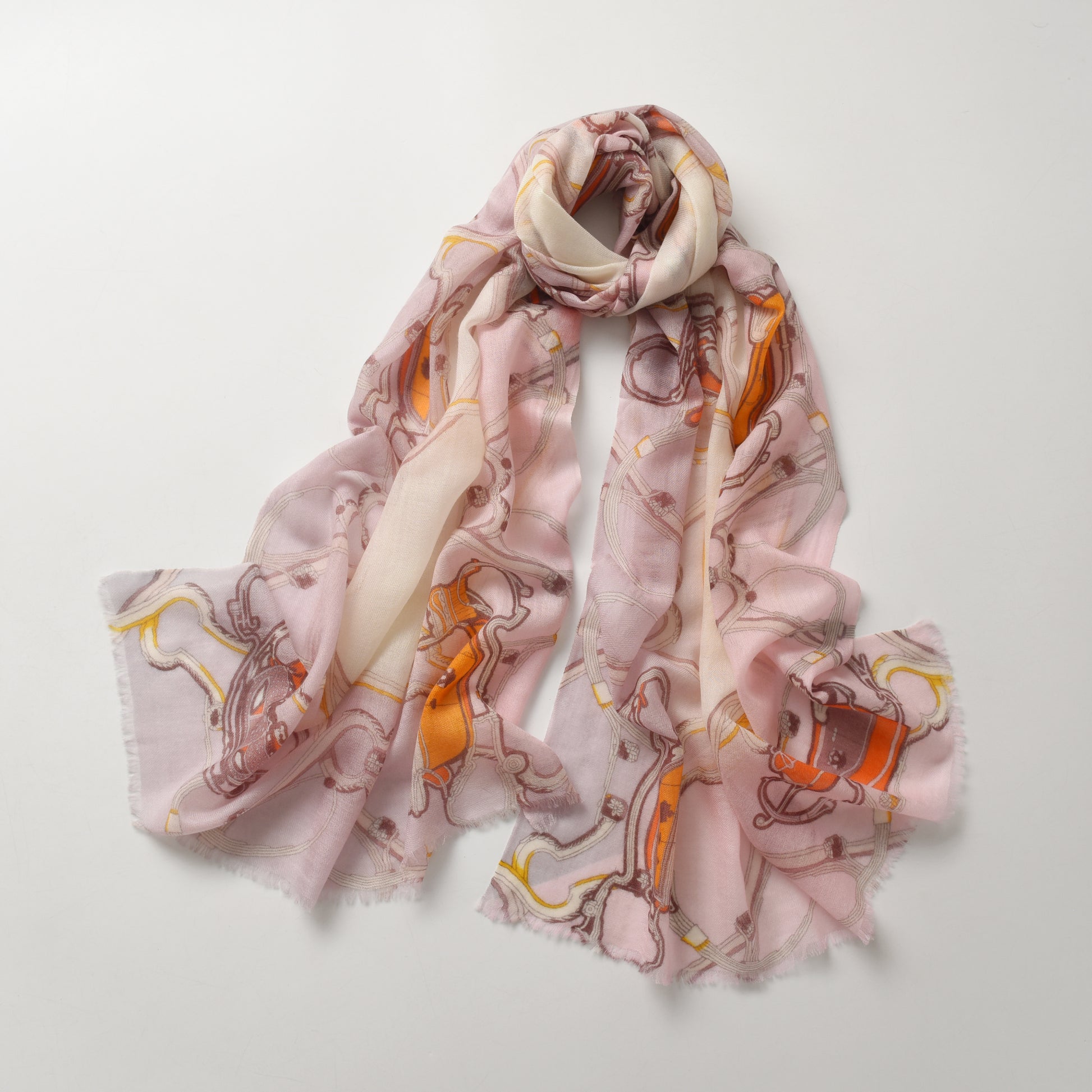 Royal Carriage in Grey & Pink Cashmere Scarf