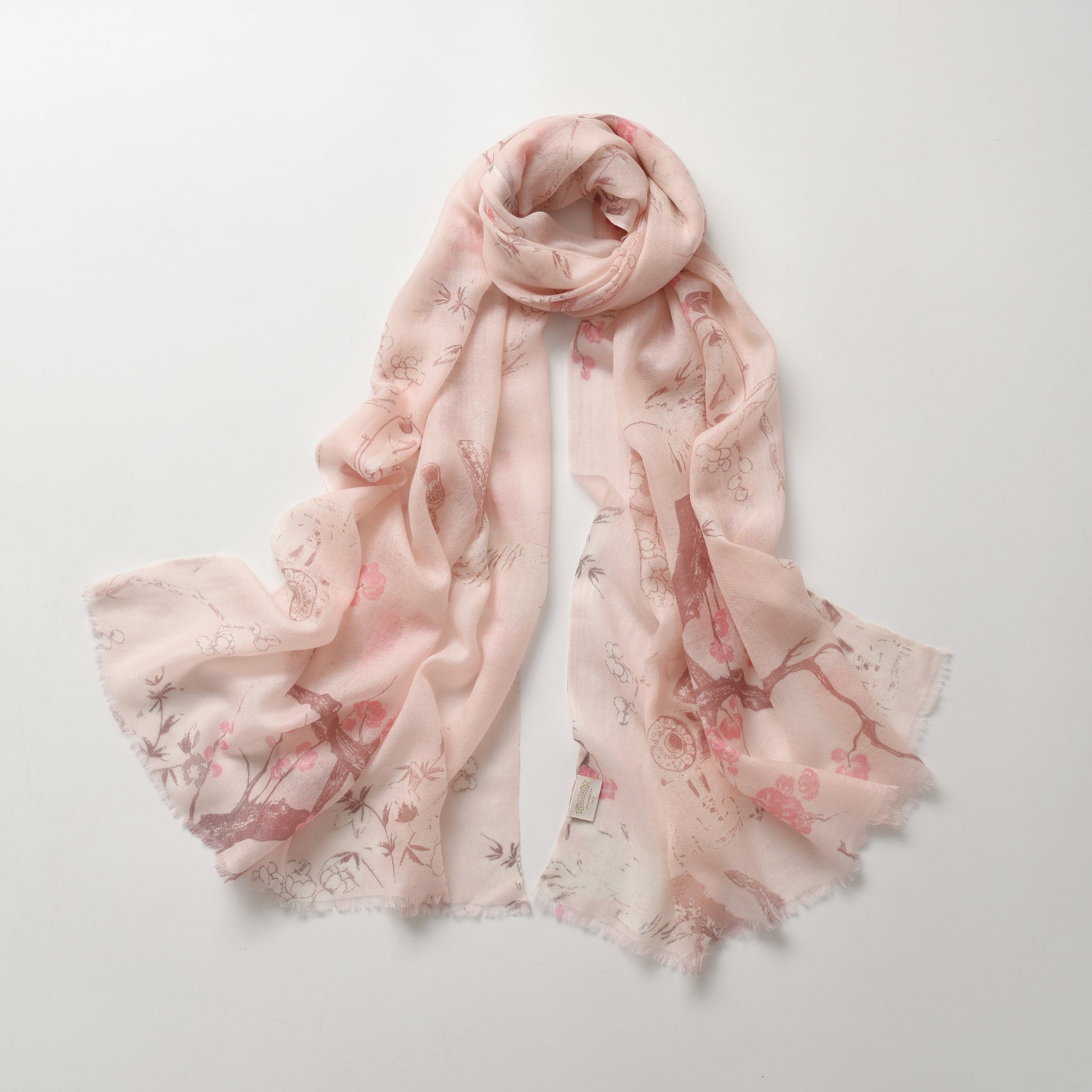 Plum Blossom in Spring Pink Cashmere Scarf