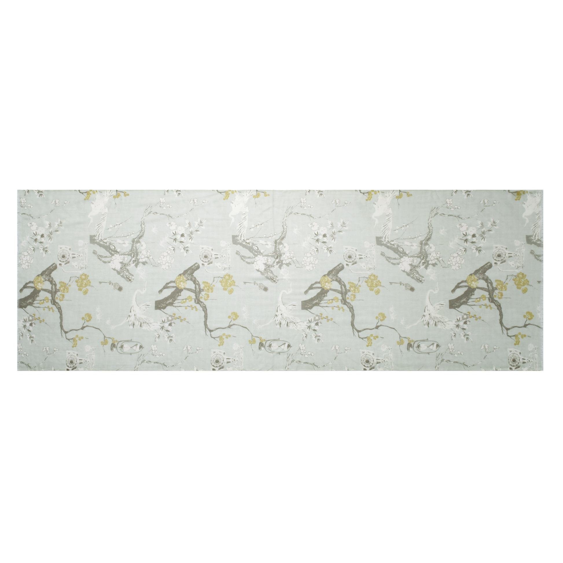 Plum Blossom in Spring Green Cashmere Scarf