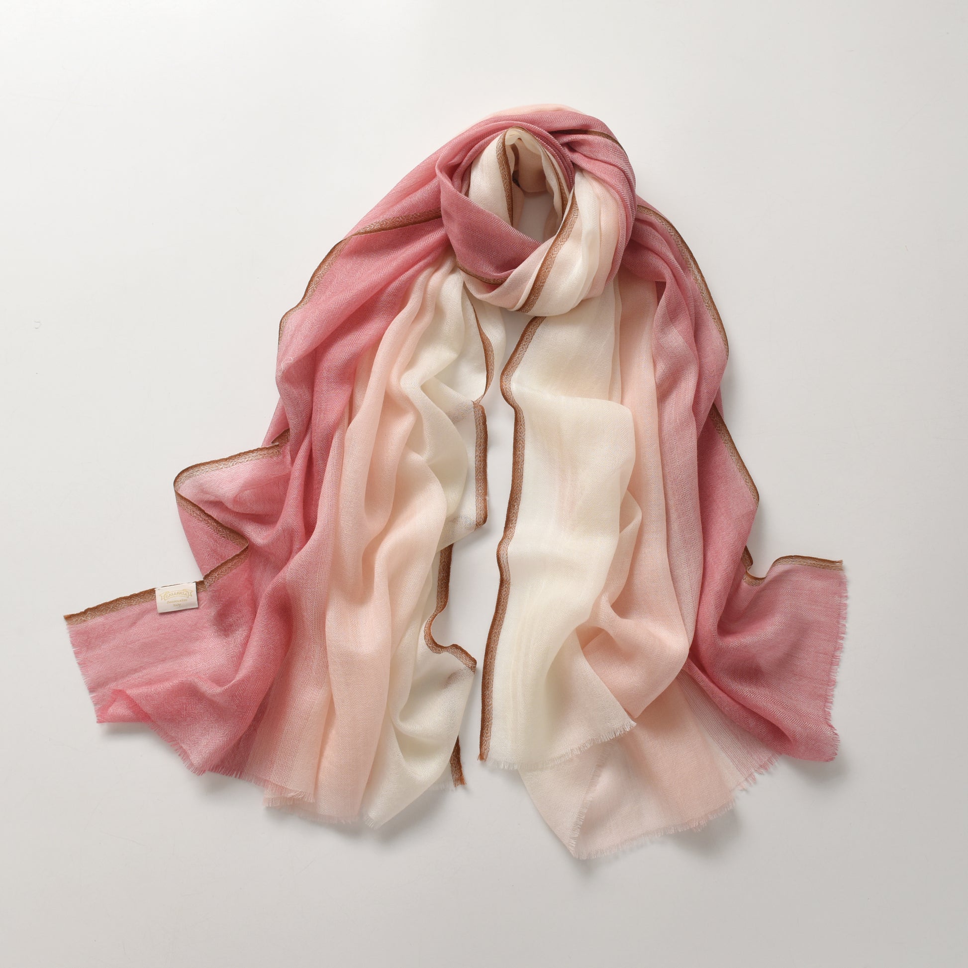 Mauve and Pink Cashmere Scarf with Brown Lining