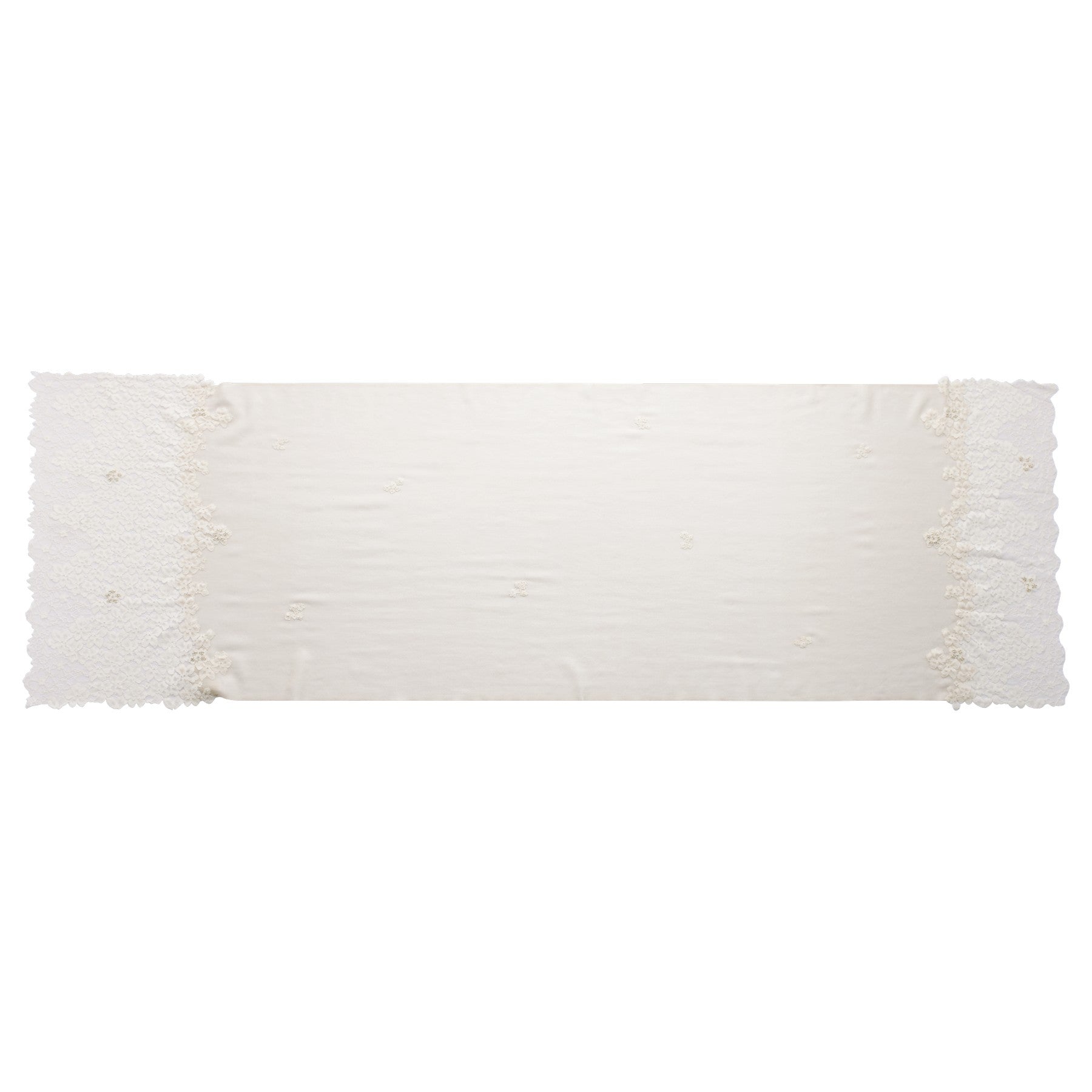 Hand Sewn Lace on Cashmere Silk Scarf in Ivory - Made in India