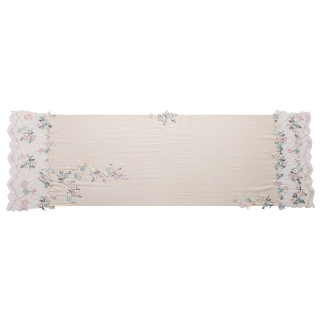 Hand Sewn Lace on Cashmere Silk Scarf in White - Made in India