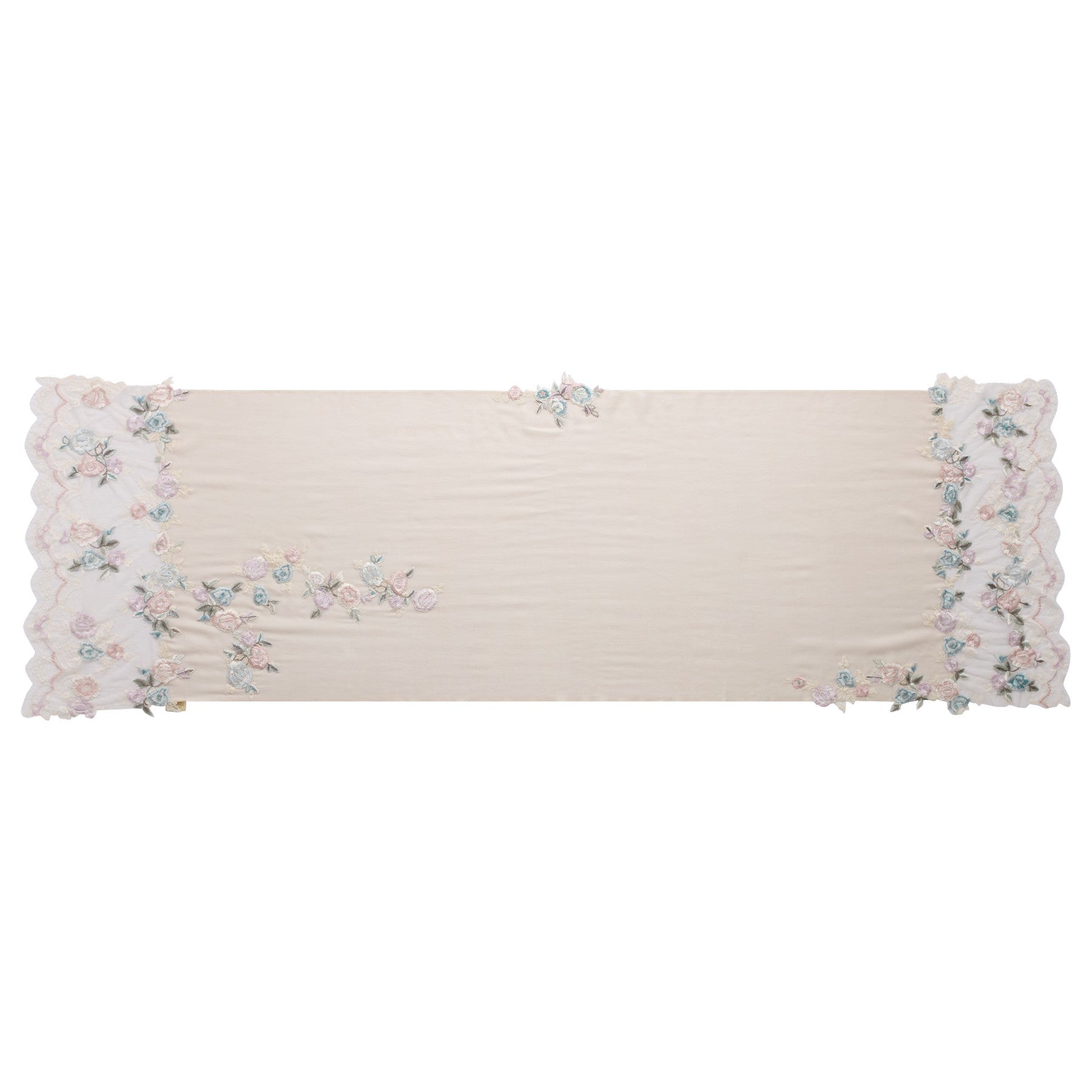 Hand Sewn Lace on Cashmere Silk Scarf in White - Made in India