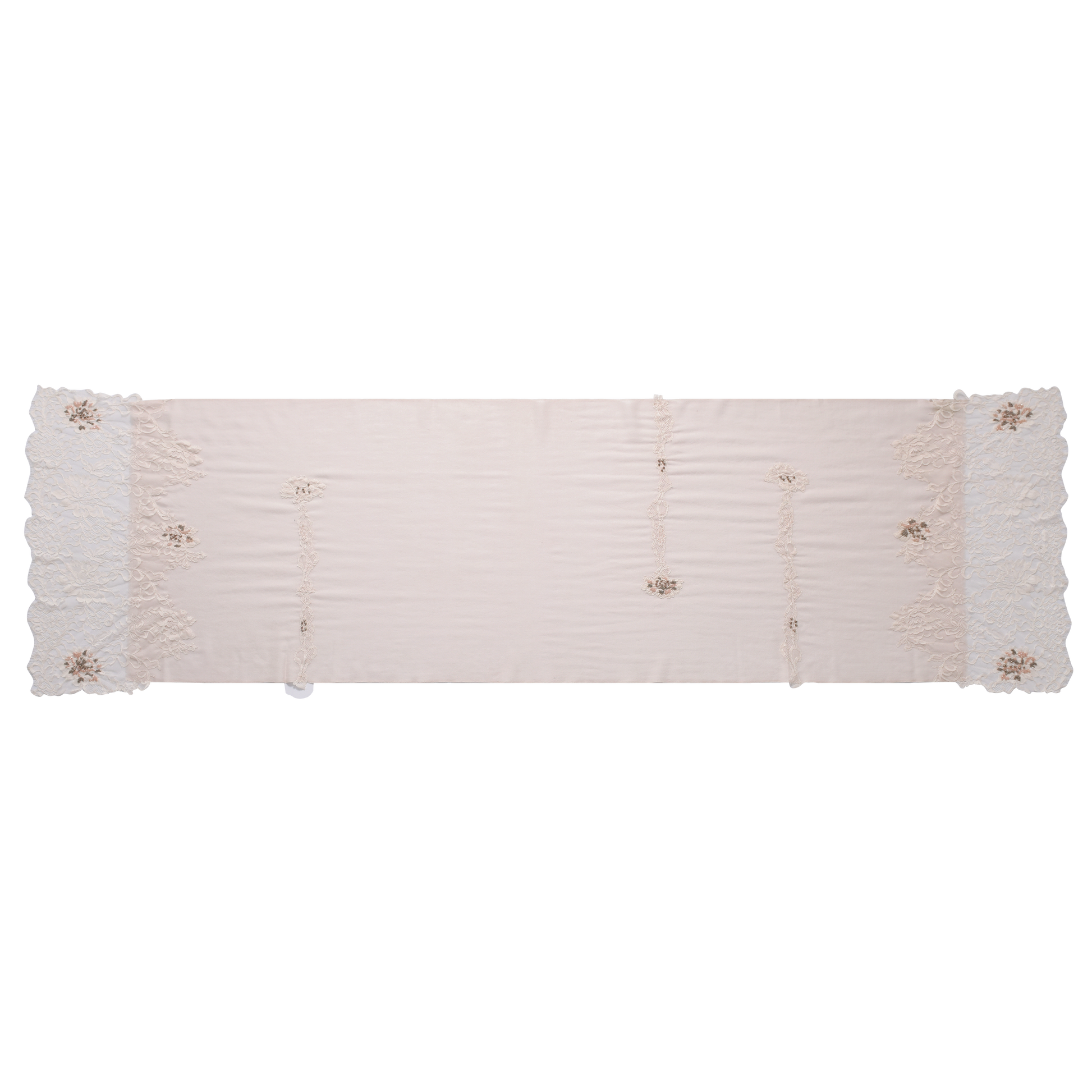 Hand Sewn Lace on Cashmere Silk Scarf in Pink - Made in India