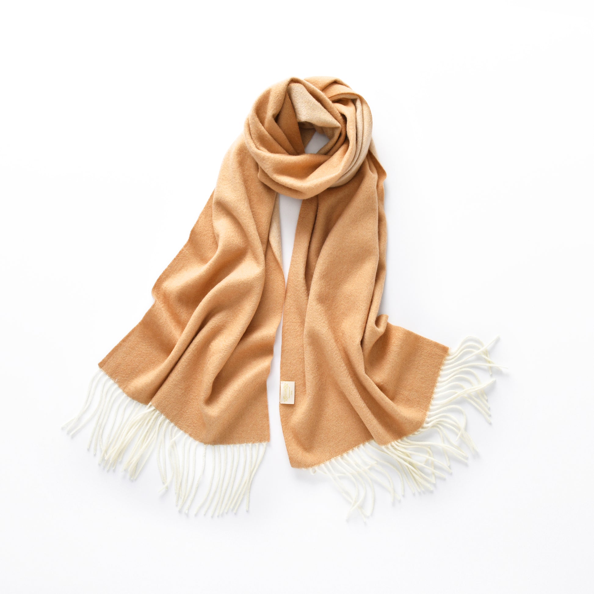 Double-Sided Cashmere Scarf in Peach & Ivory