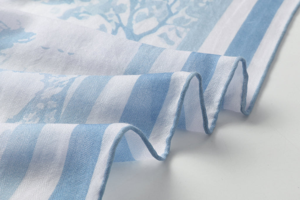 Equestre con Gatto Light Blue Toile Cashmere Scarf