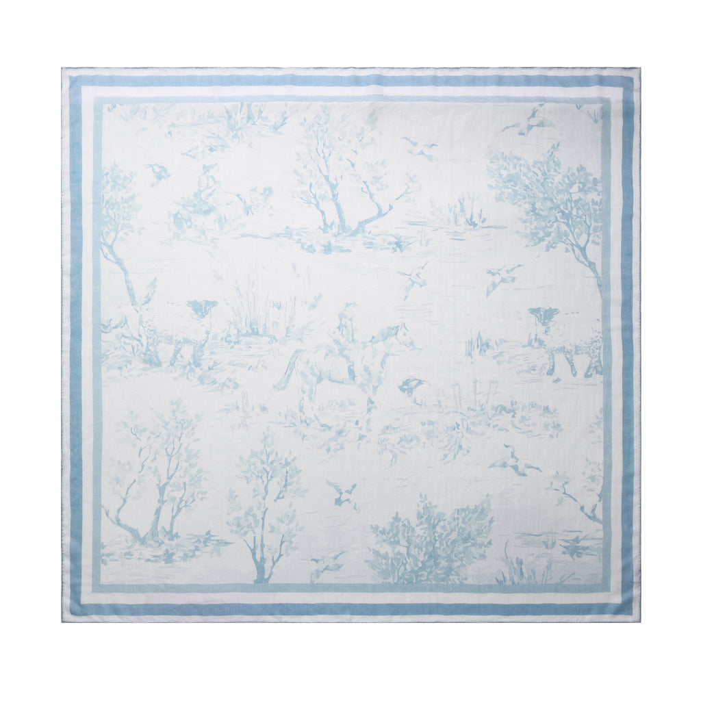 Equestre con Gatto Light Blue Toile Cashmere Scarf