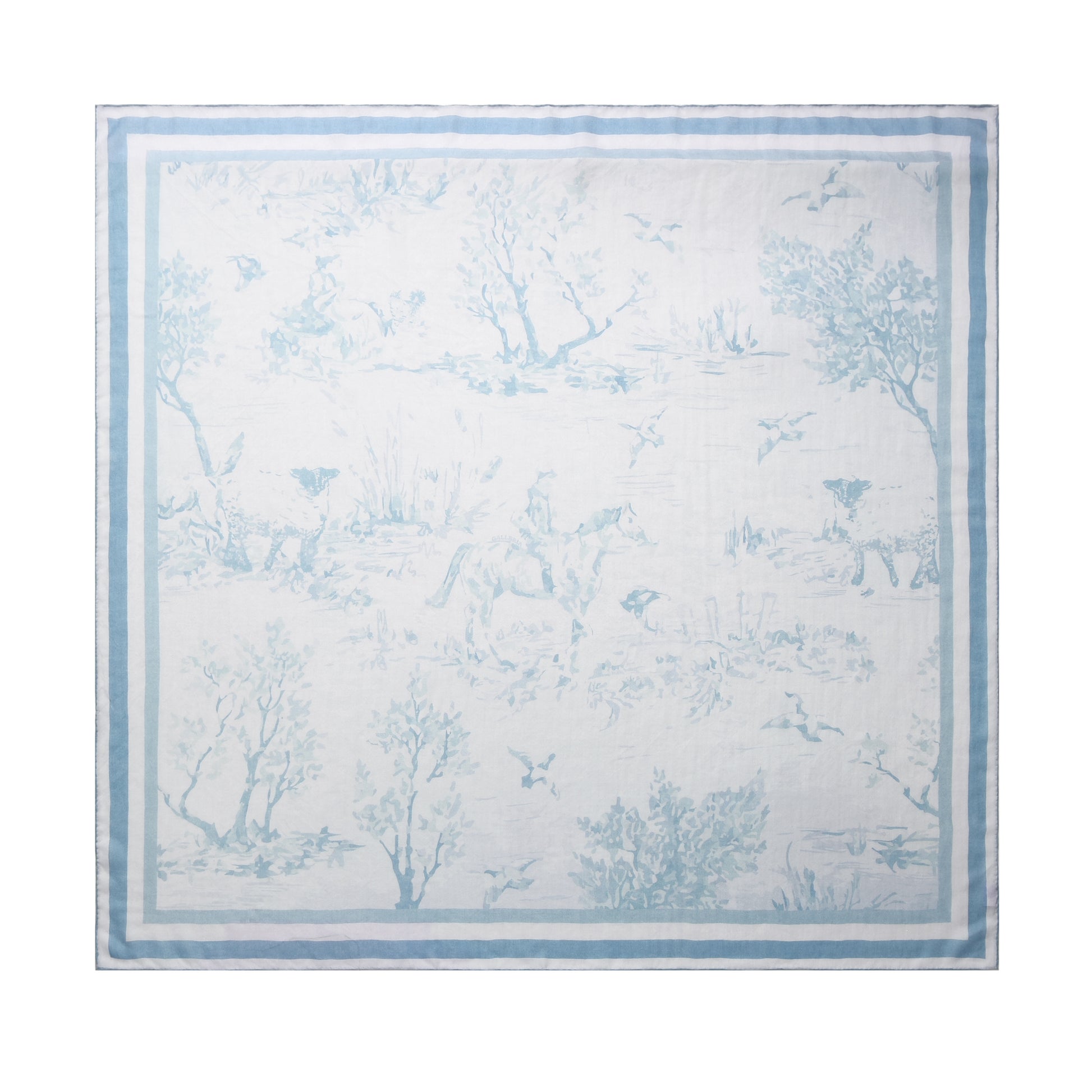 Equestre con Gatto Light Blue Toile Cashmere Scarf
