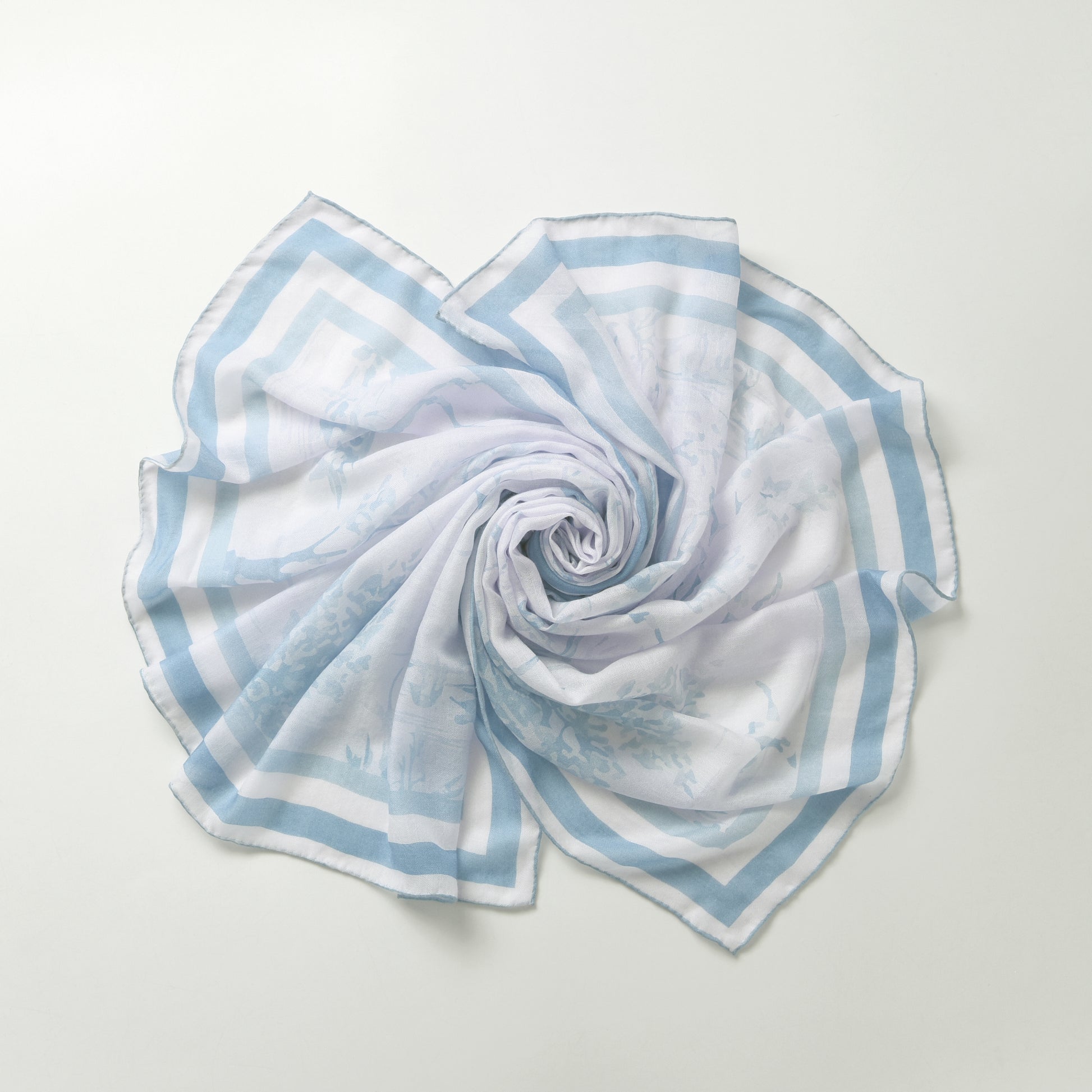 Equestre con Gatto Light Blue Toile Cashmere Scarf