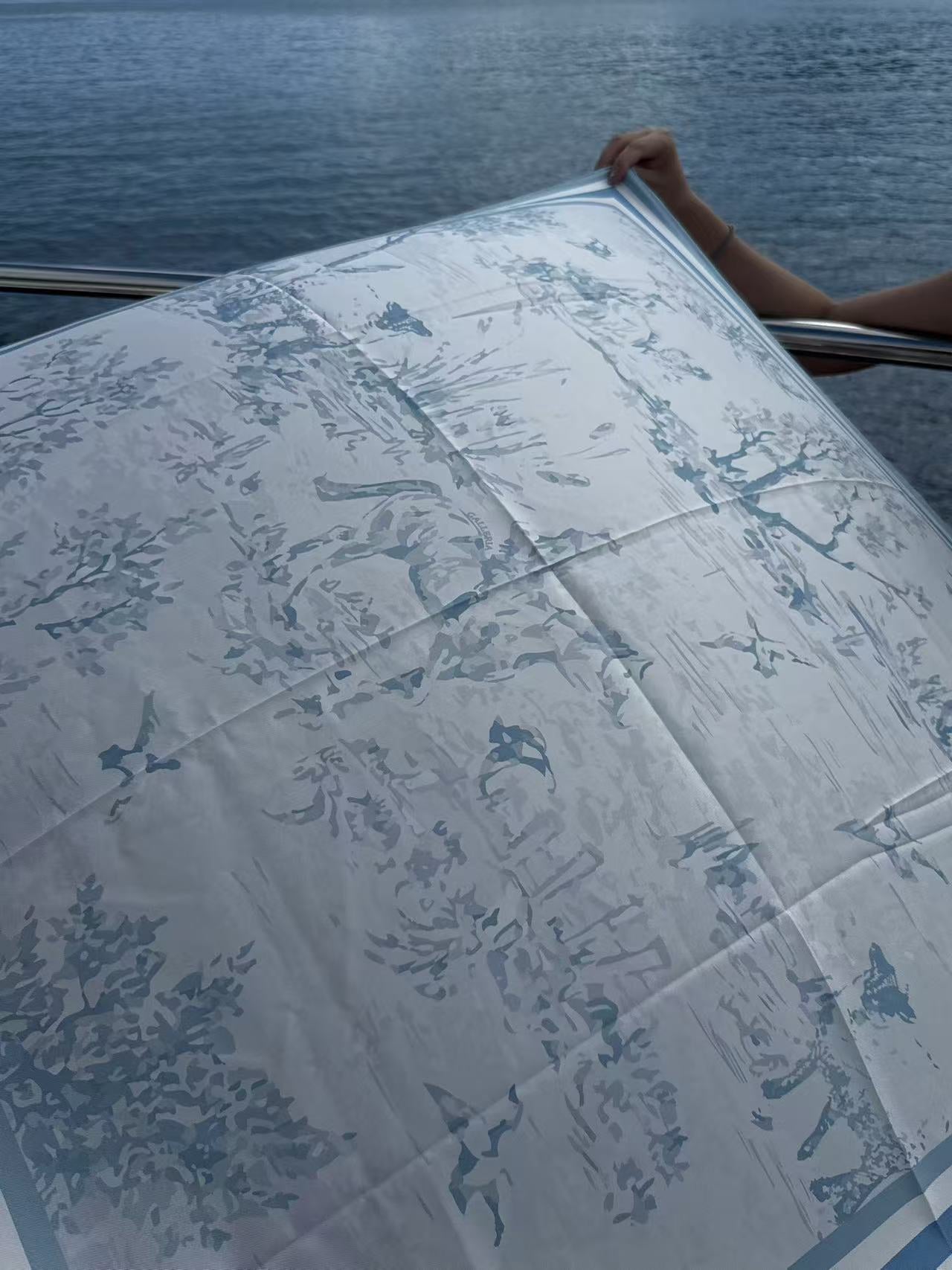 Equestre con Gatto Light Blue Toile Silk Scarf