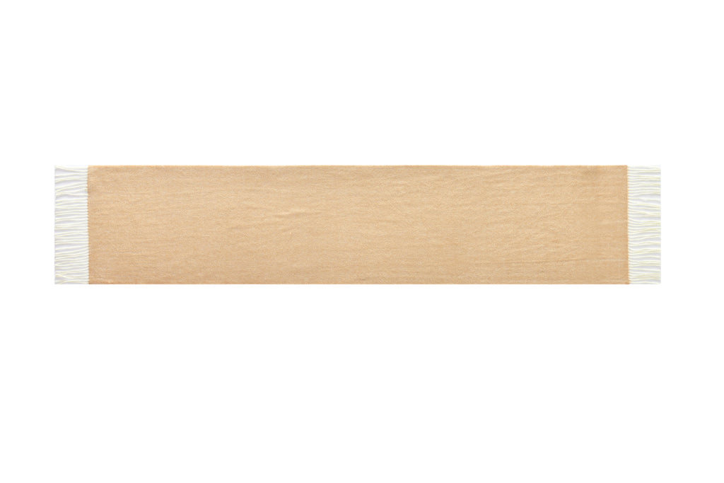 Double-Sided Cashmere Scarf in Peach & Ivory