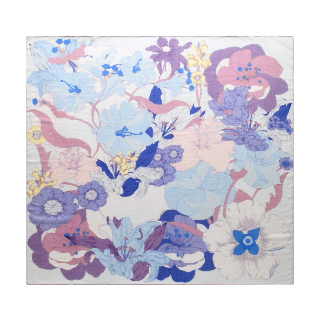 Spring Garden Cashmere Scarf in Blue