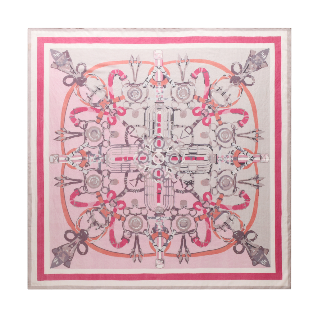 Equestrian Buckle dual color Cashmere Scarf in Pink