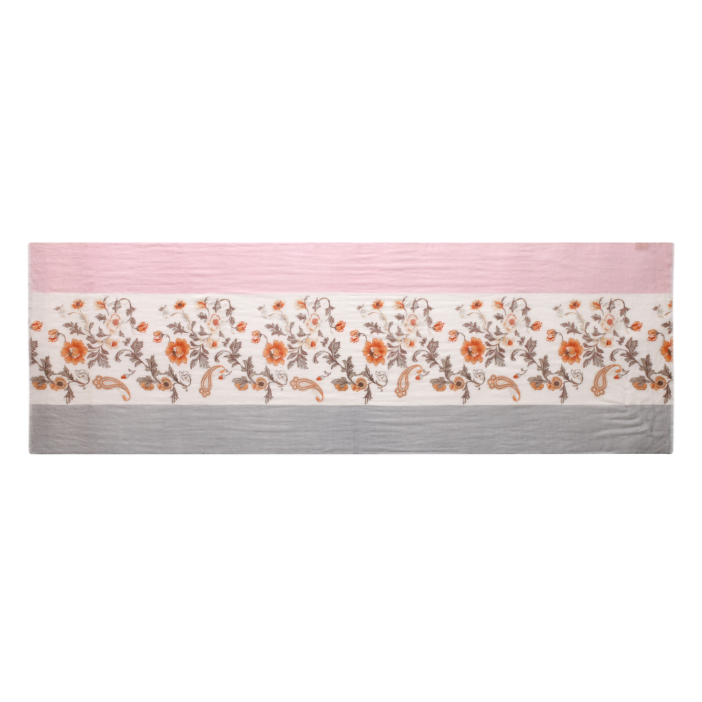 Rose Paisley Watercolour Cashmere Scarf in Pink & Grey