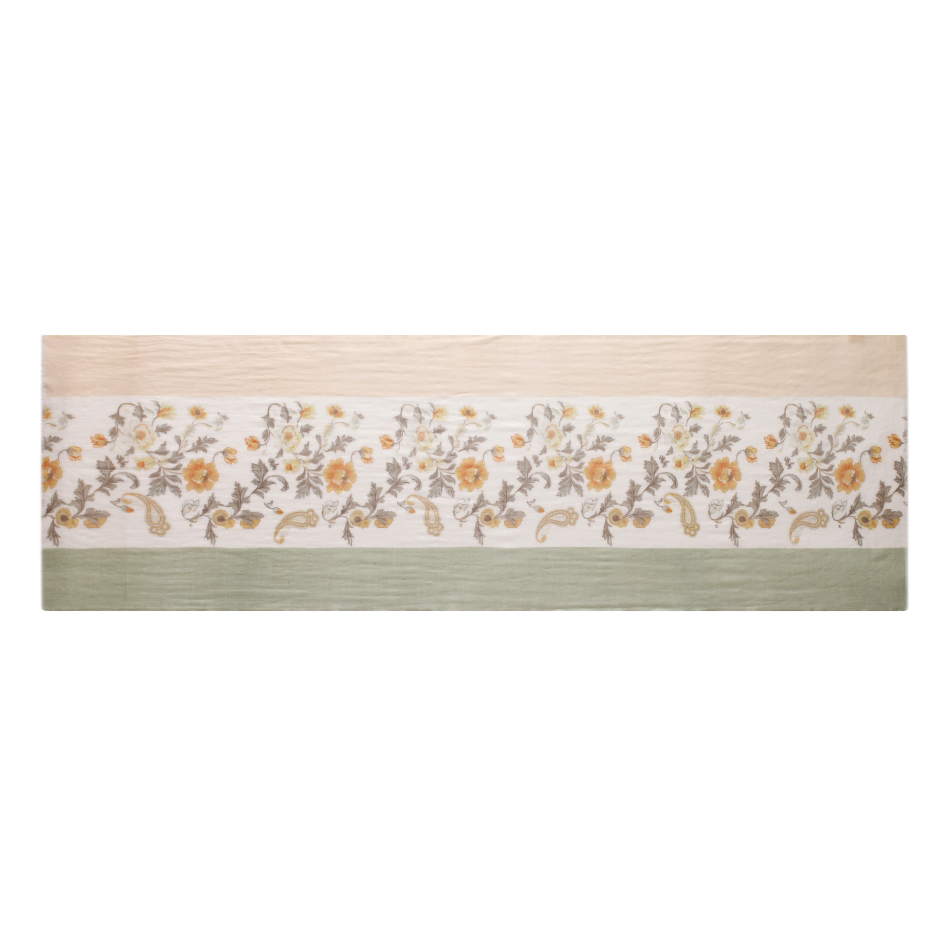Rose Paisley Watercolour Cashmere Scarf in Green & Beige