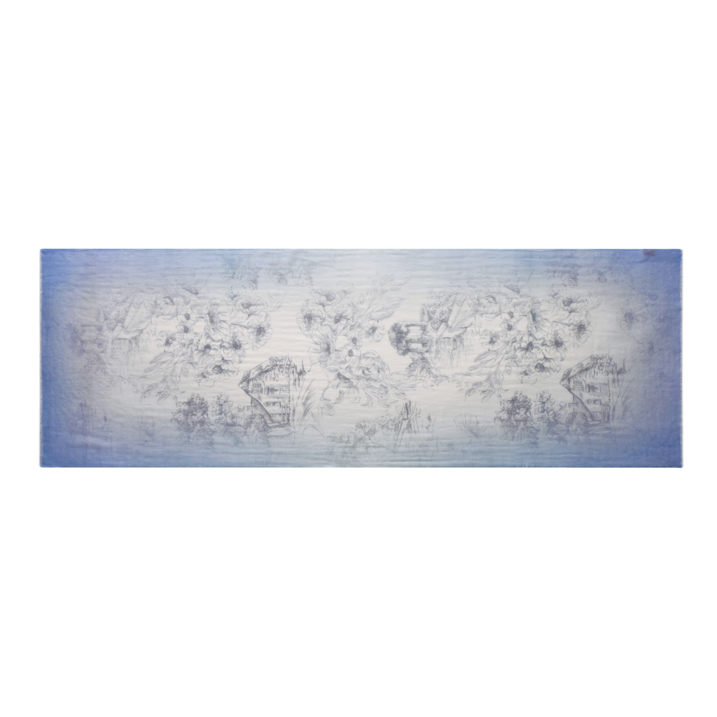 Country Life Watercolour Cashmere Scarf in Blue