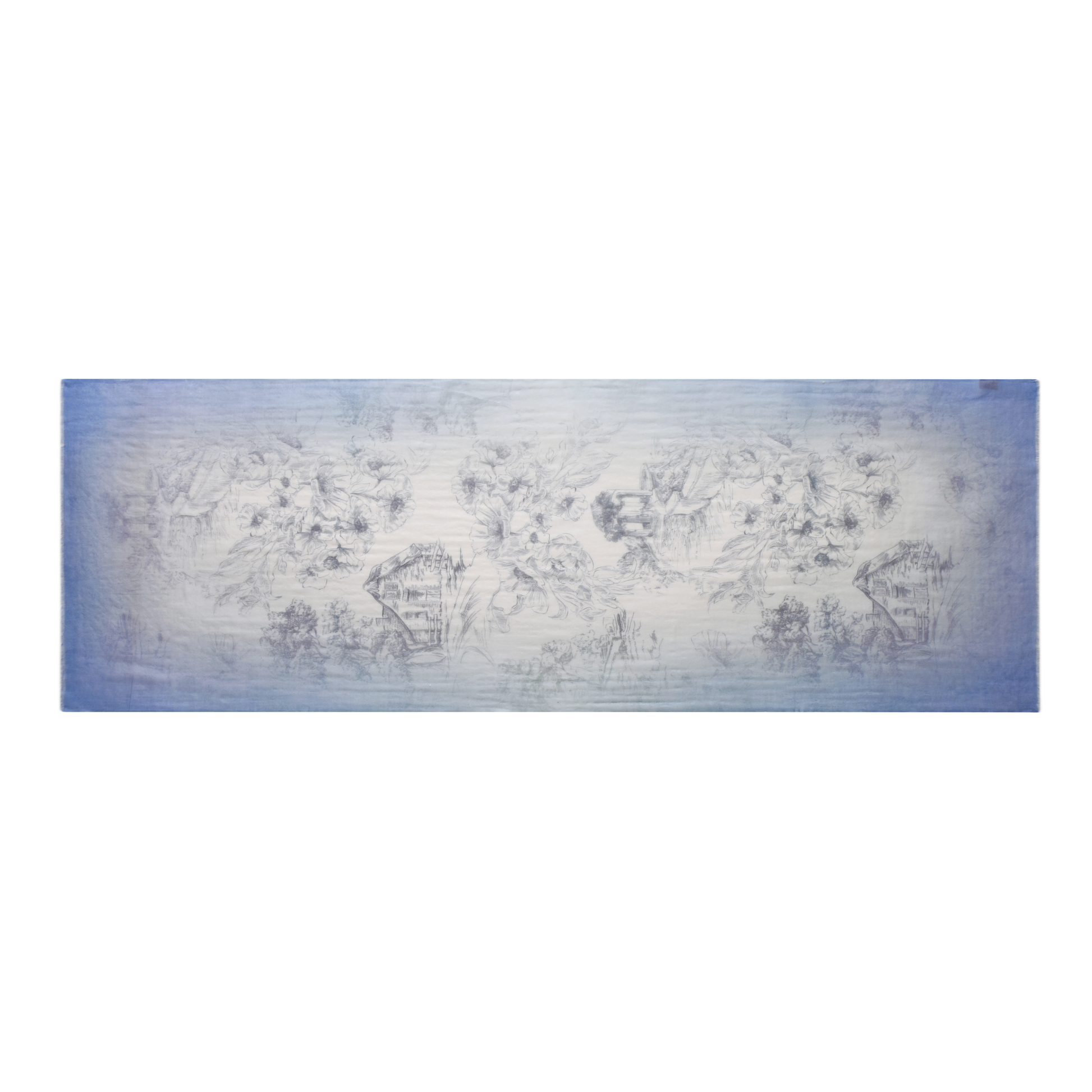 Country Life Watercolour Cashmere Scarf in Blue