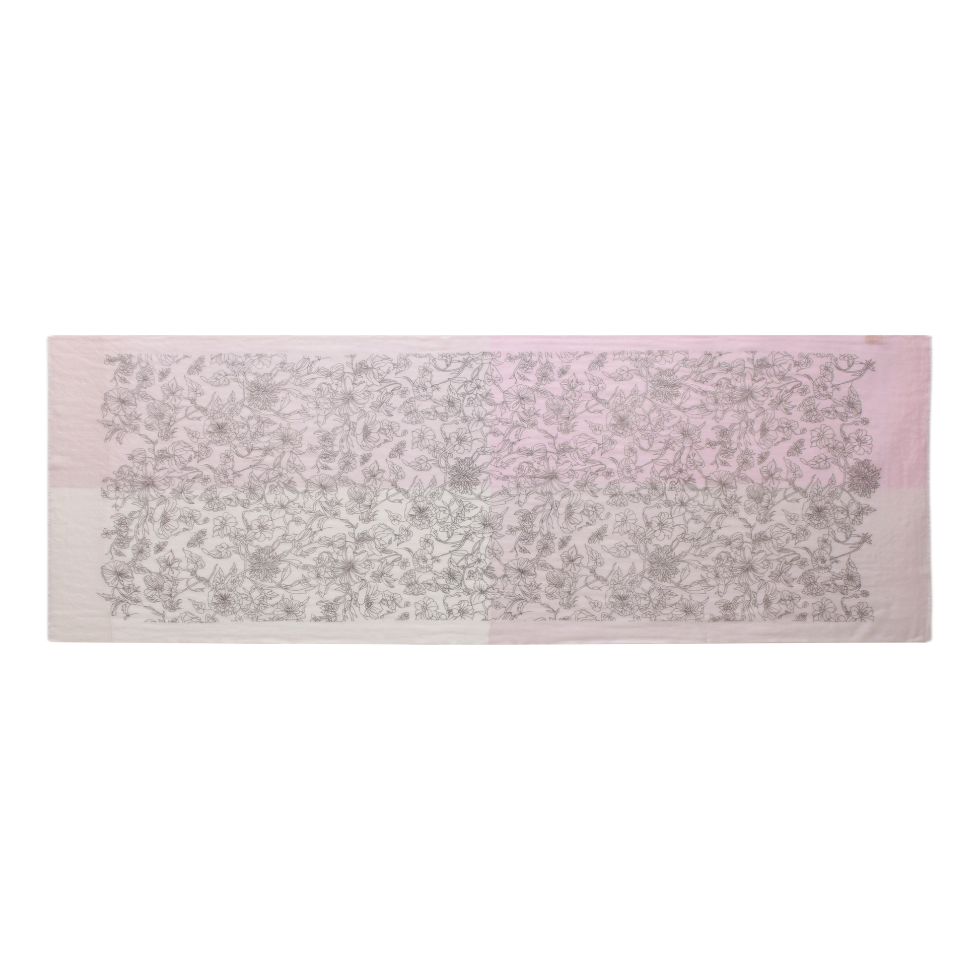 Butterfly and Floral Garden Cashmere Scarf in Pink