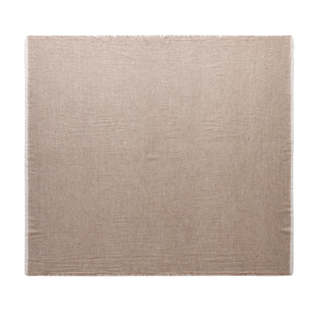 Tricolor Embellishment Cashmere Scarf in Natural