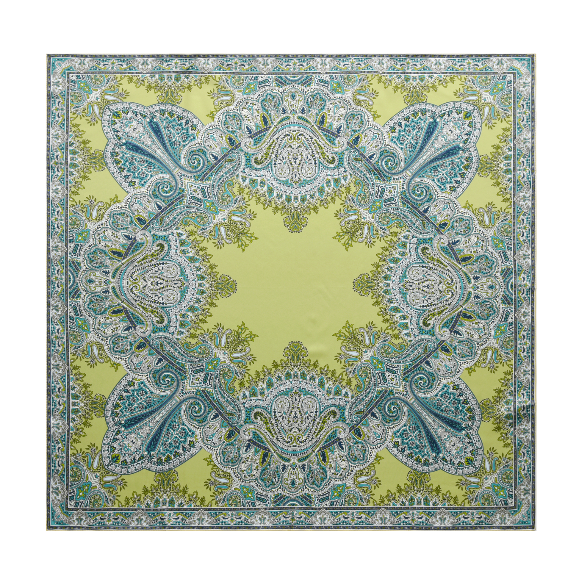 Paisley - Double Sided Silk Scarf in Green & Puple