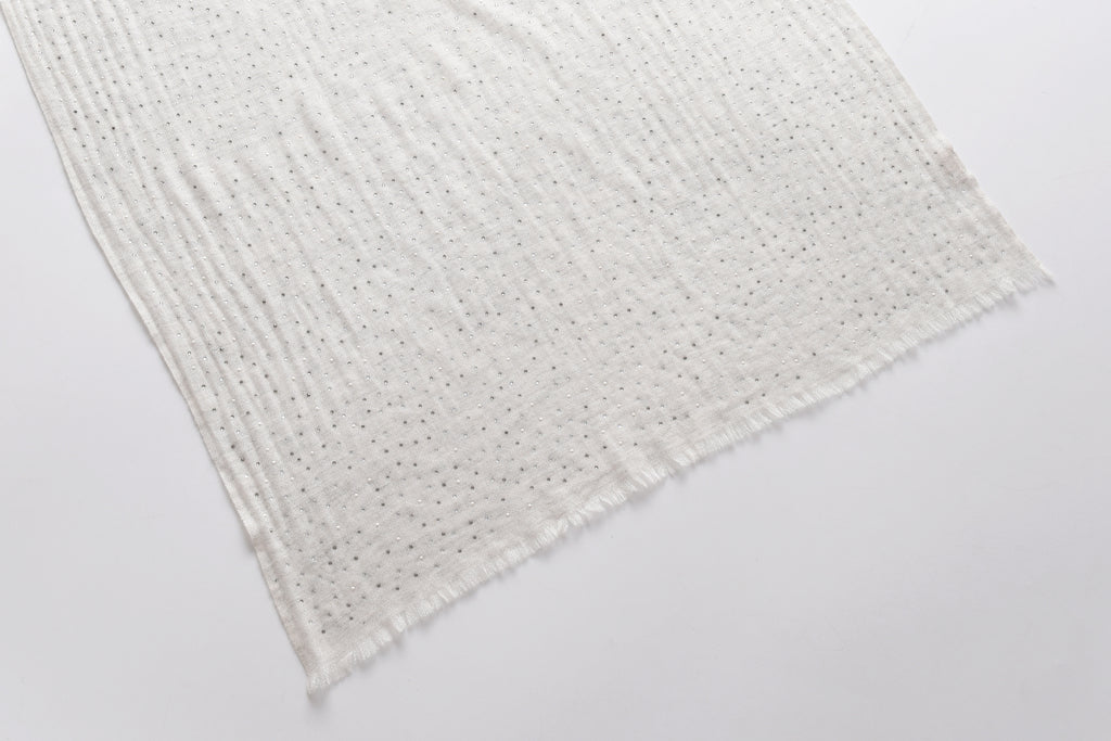 Swarovski and Pearl Embellishment Cashmere Scarf in Grey