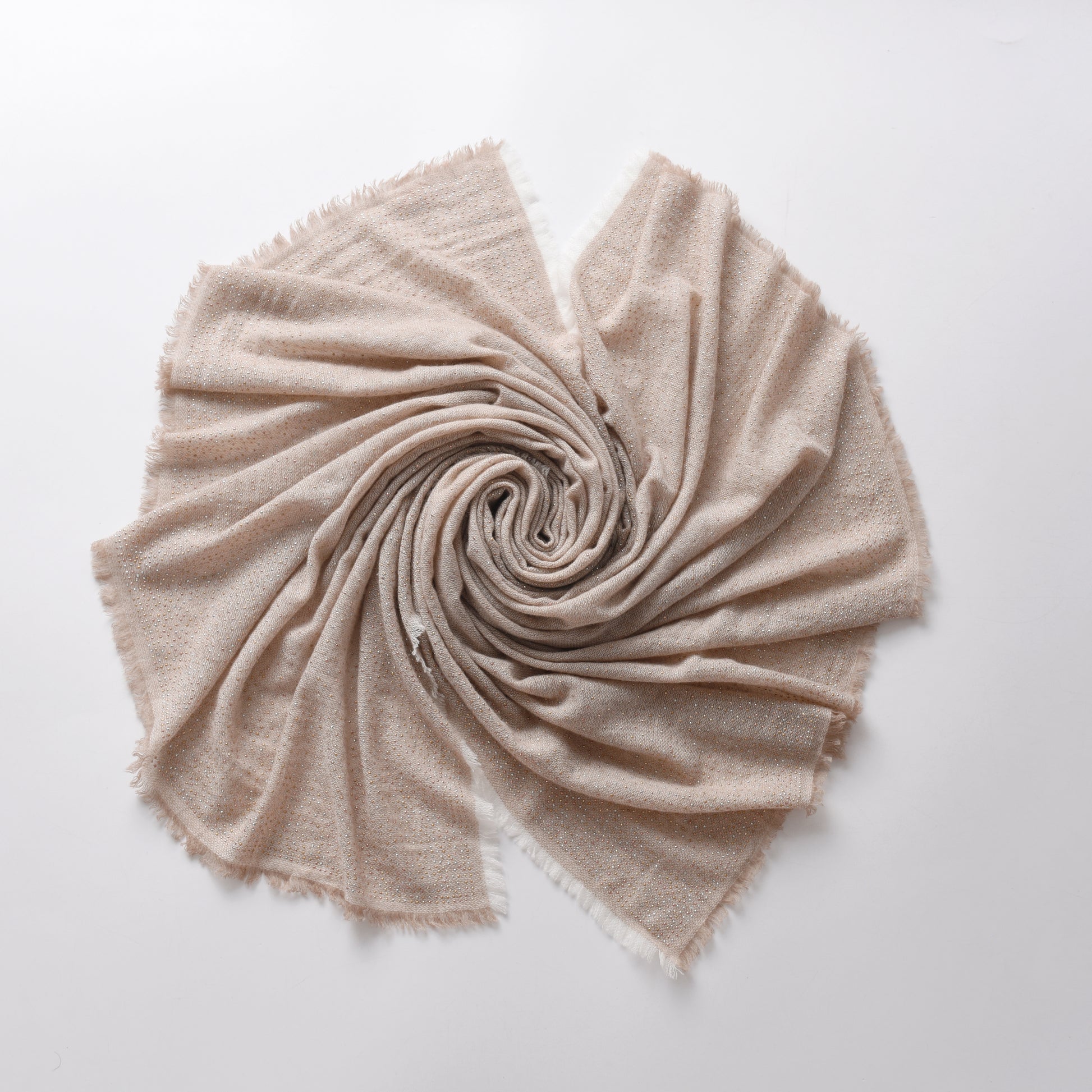 Tricolor Embellishment Cashmere Scarf in Natural