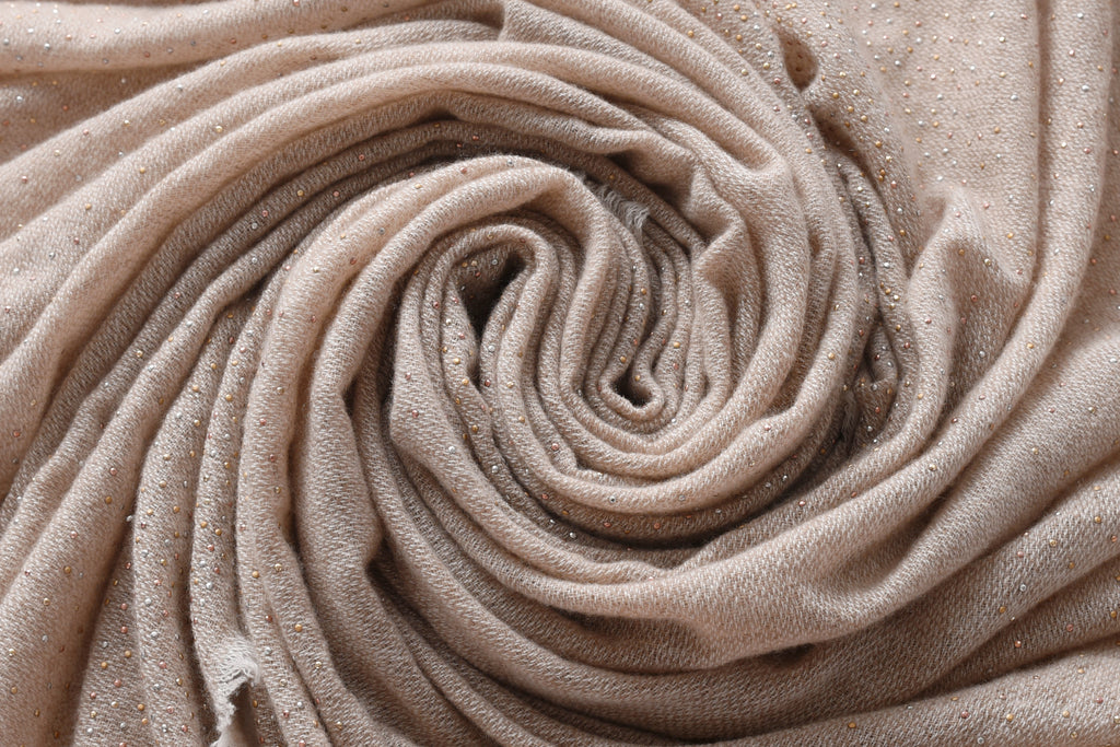 Tricolor Embellishment Cashmere Scarf in Natural