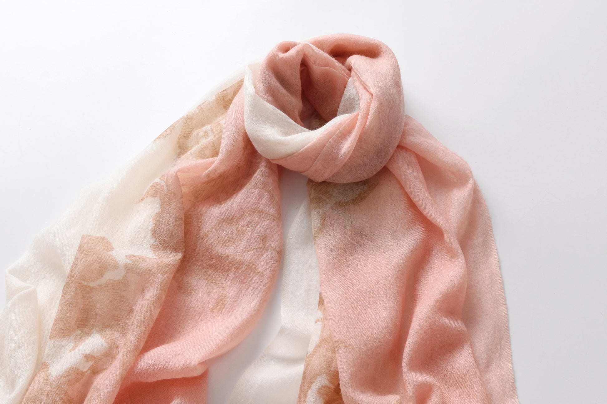 Rose Watercolour Cashmere Scarf in Peach