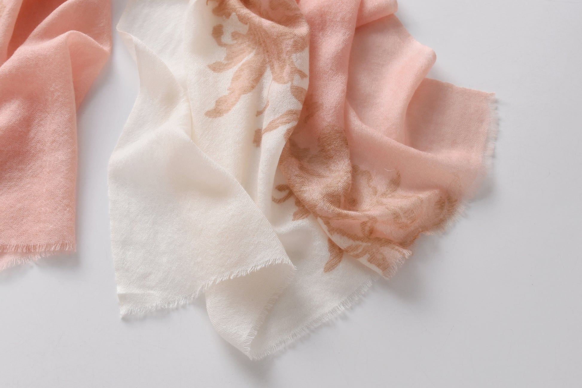 Rose Watercolour Cashmere Scarf in Peach