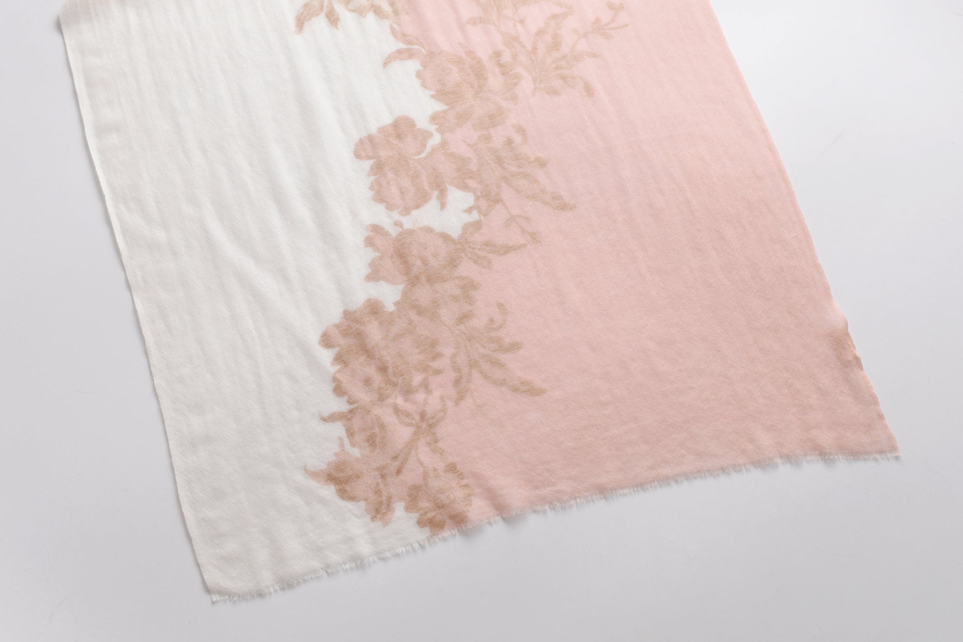 Rose Watercolour Cashmere Scarf in Peach