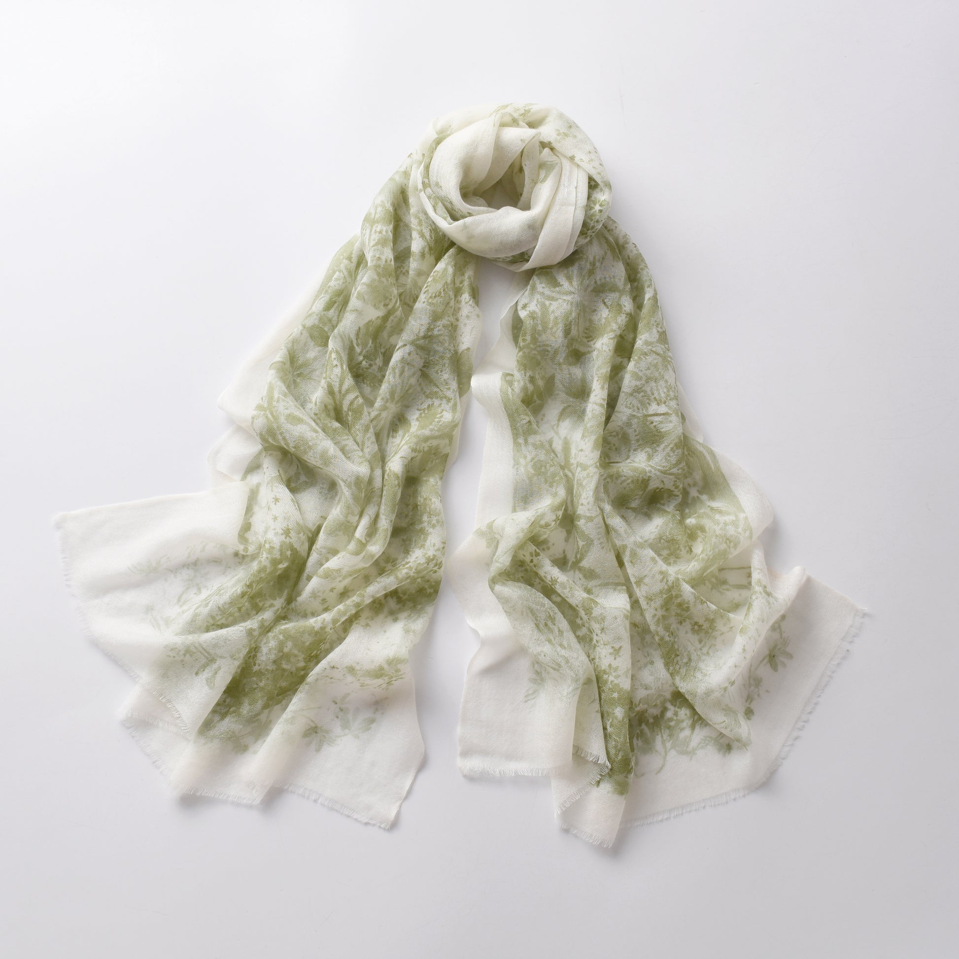 Watercolour Giardino Cashmere Scarf in Green