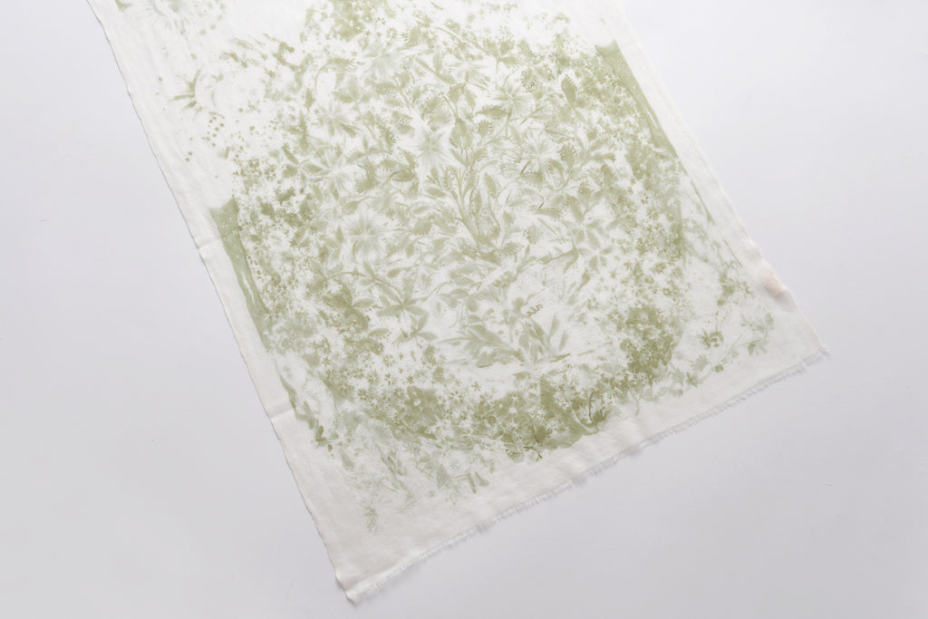 Watercolour Giardino Cashmere Scarf in Green