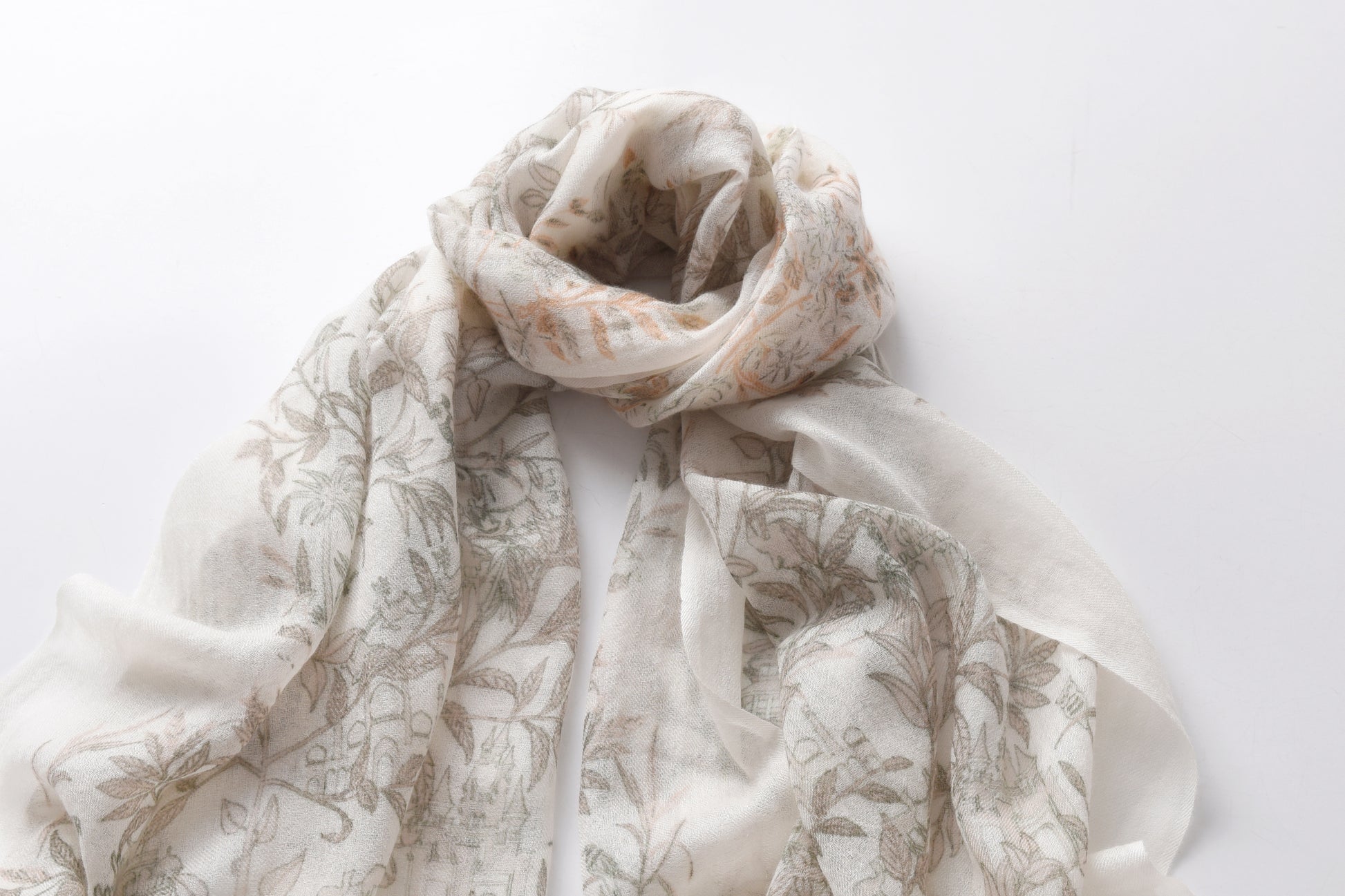 Watercolour Giardino Cashmere Scarf in Beige