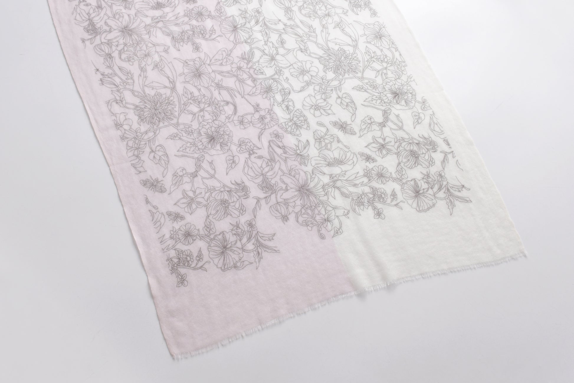 Butterfly and Floral Garden Cashmere Scarf in Pink