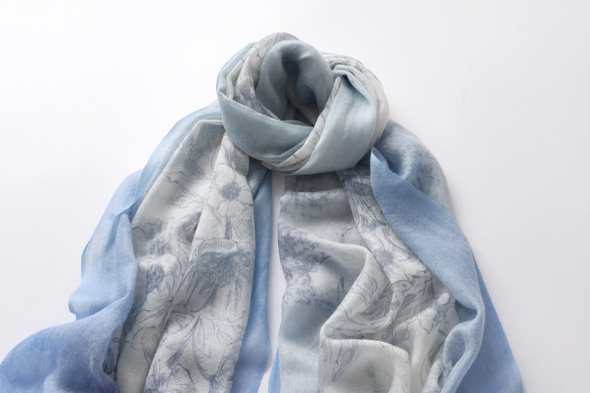 Country Life Watercolour Cashmere Scarf in Blue