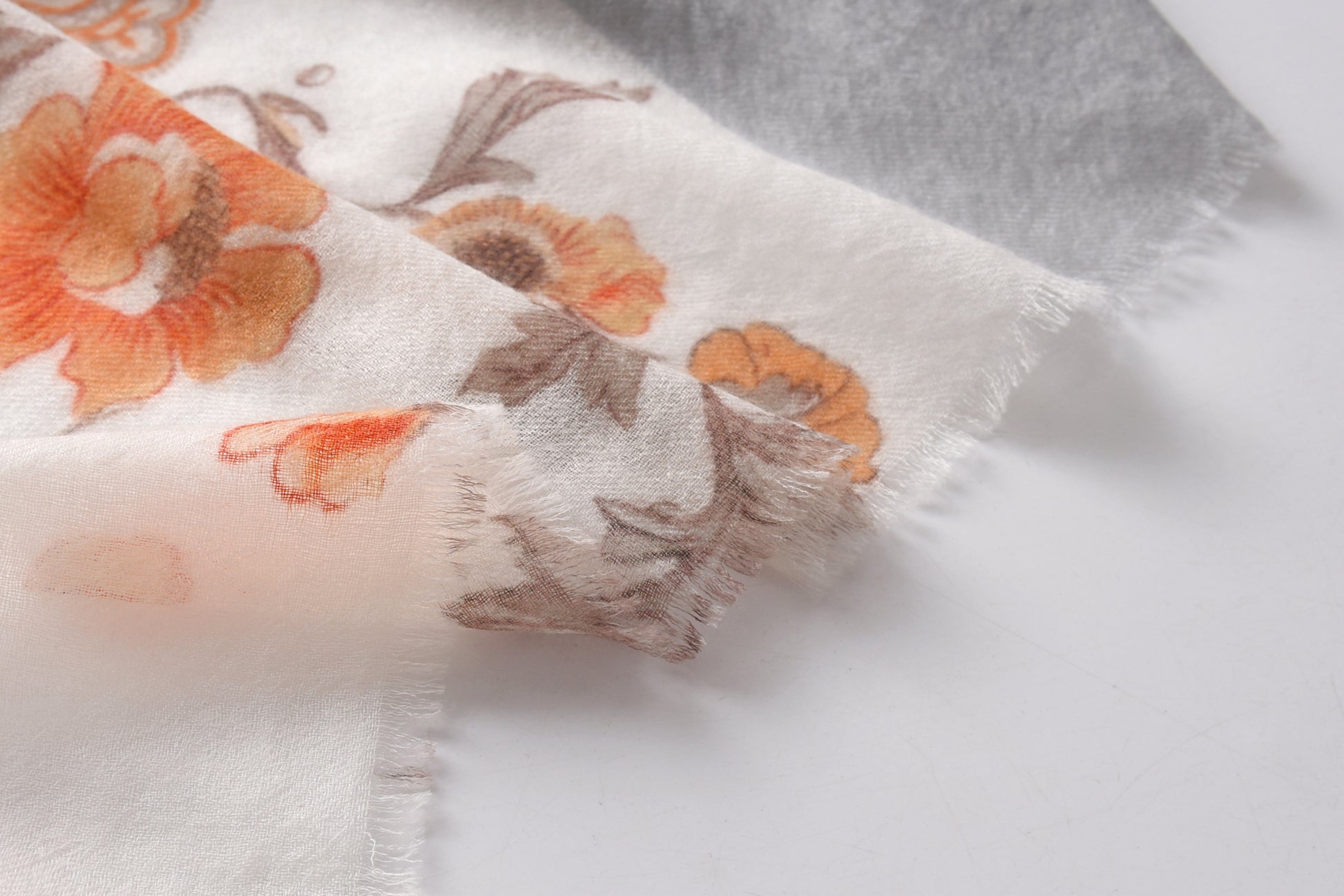 Rose Paisley Watercolour Cashmere Scarf in Pink & Grey
