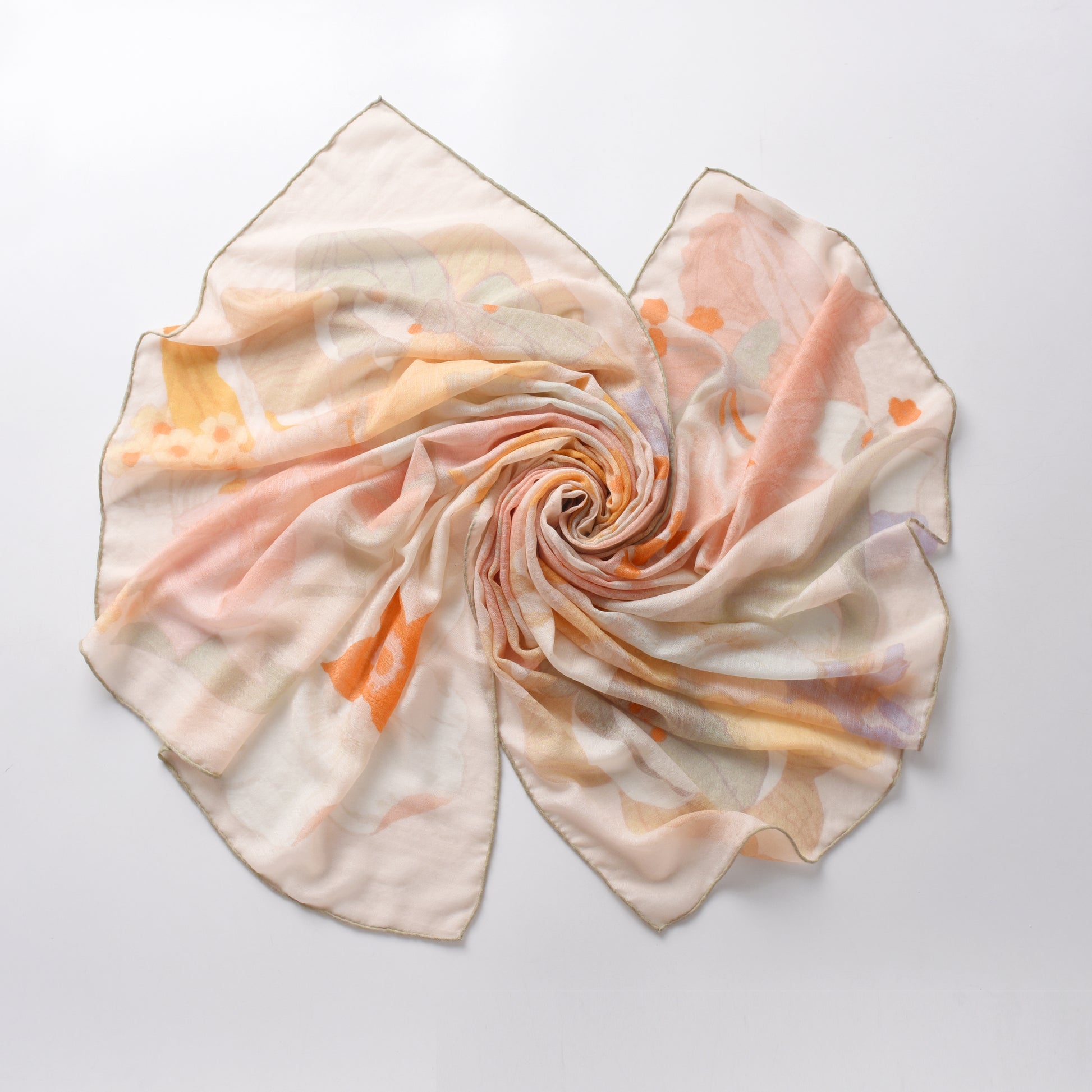 Spring Garden Cashmere Scarf in Peach