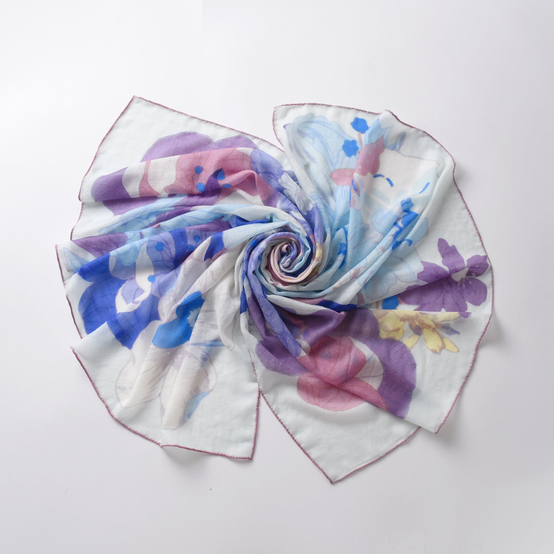 Spring Garden Cashmere Scarf in Blue