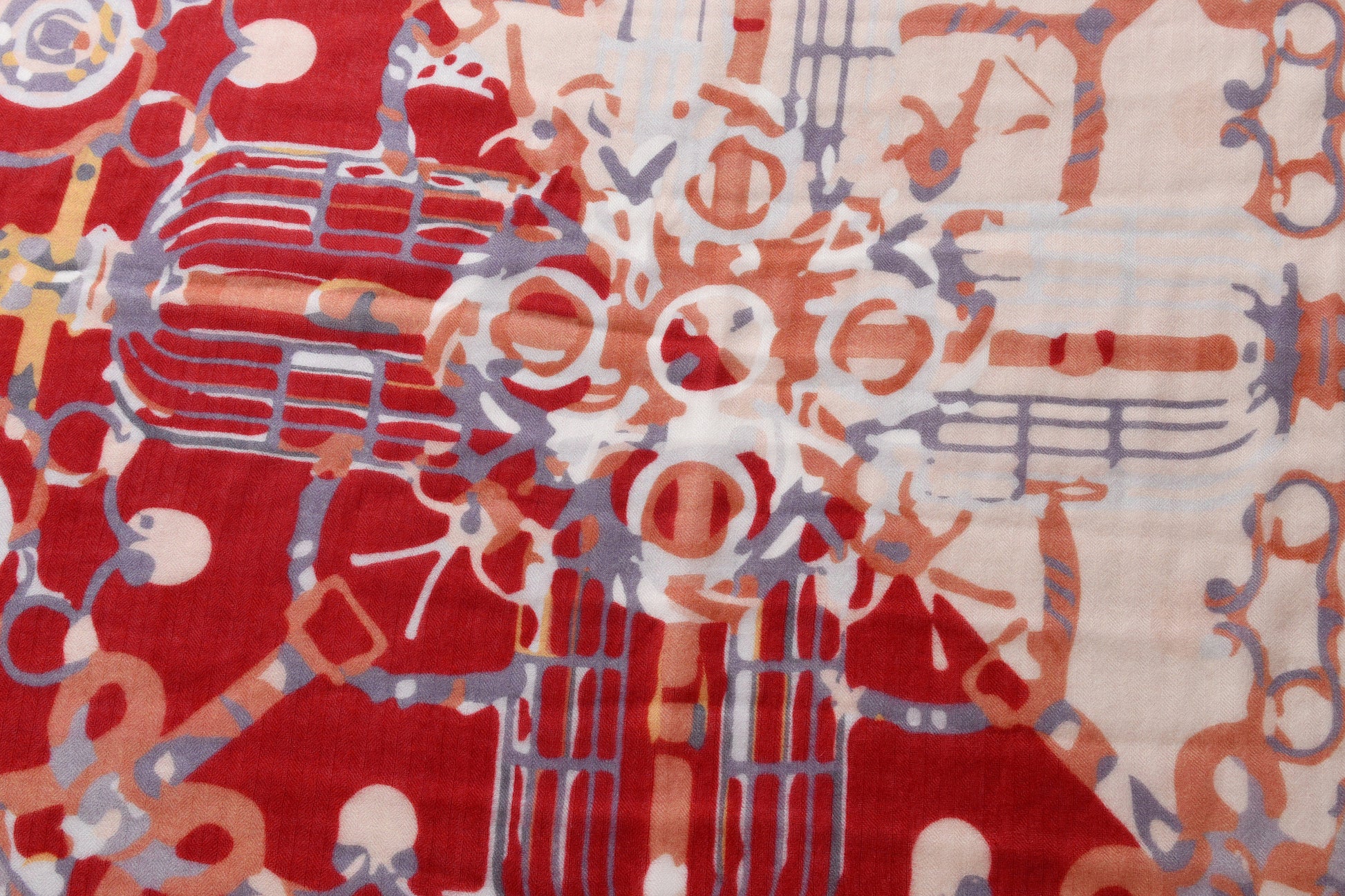Equestrian Buckle dual color Cashmere Scarf in Red and Blue