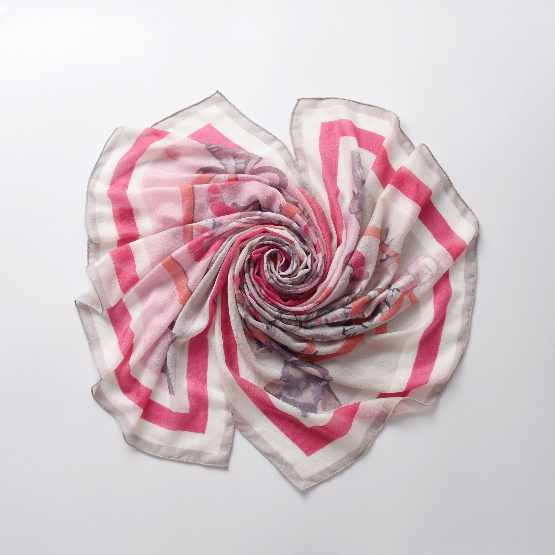 Equestrian Buckle dual color Cashmere Scarf in Pink