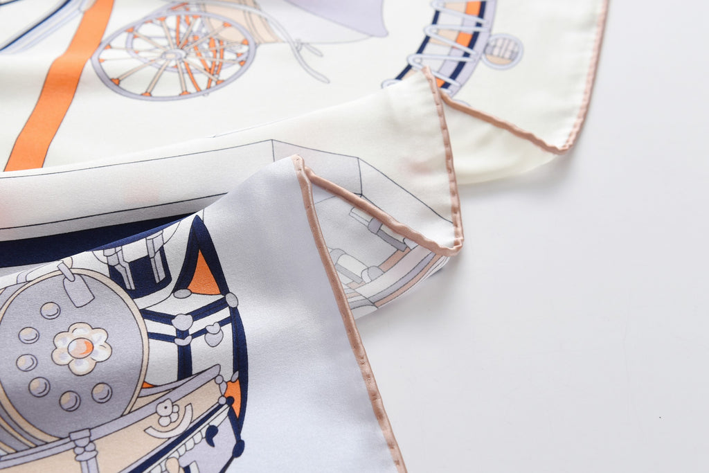 Russia Voyage - Silk Scarf in Grey & Beige