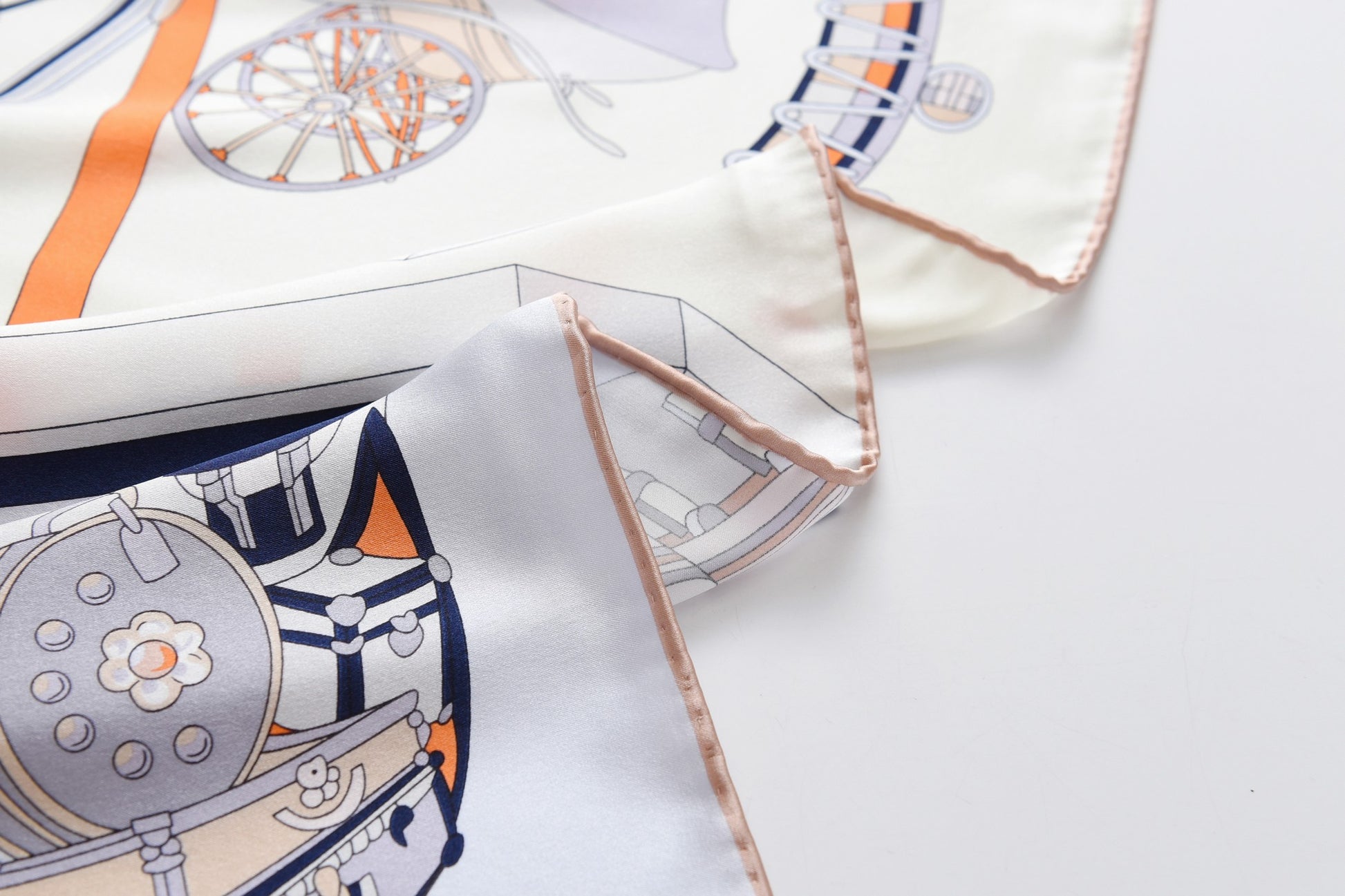 Russia Voyage - Silk Scarf in Grey & Beige