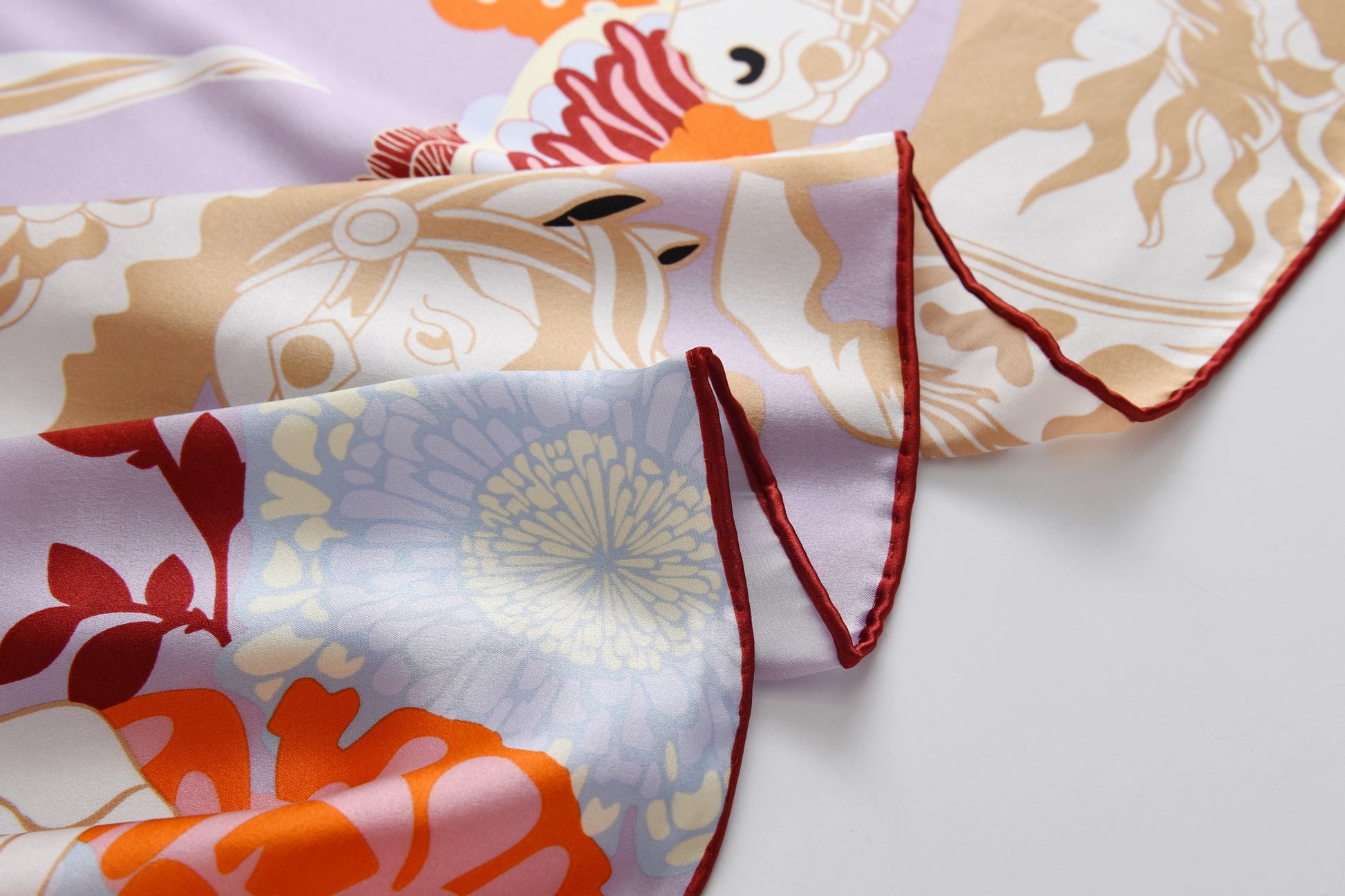Performance Horses - Silk Scarf in Beige & Purple