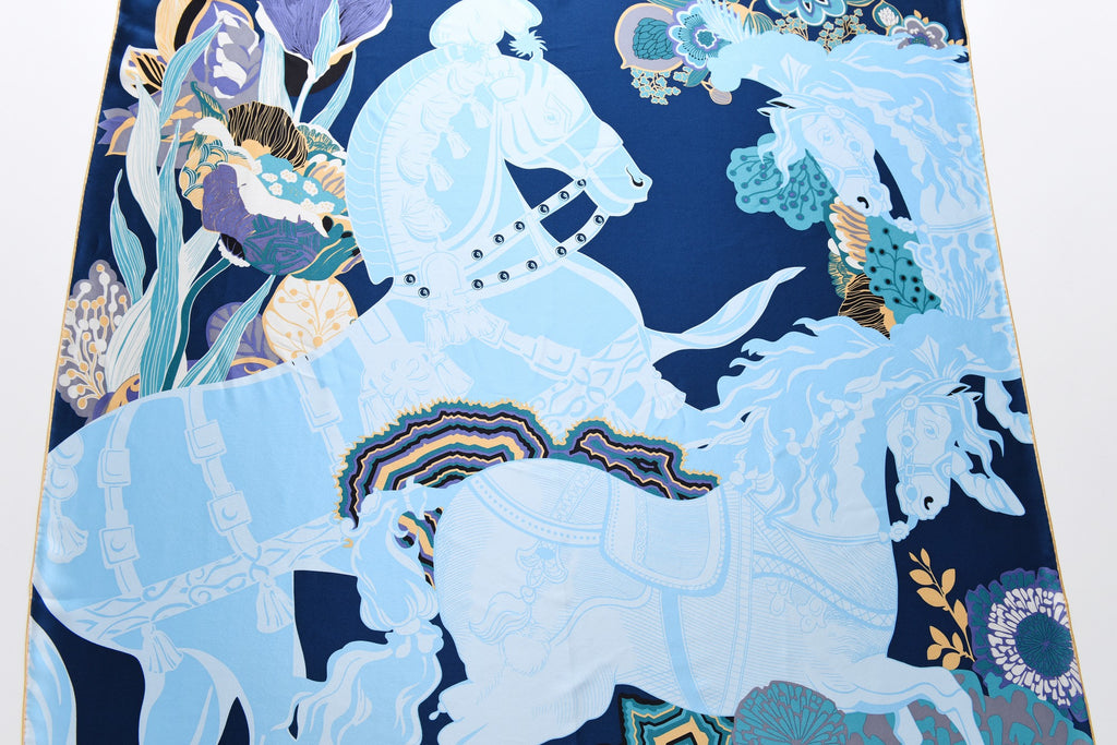Performance Horses - Silk Scarf in Blue