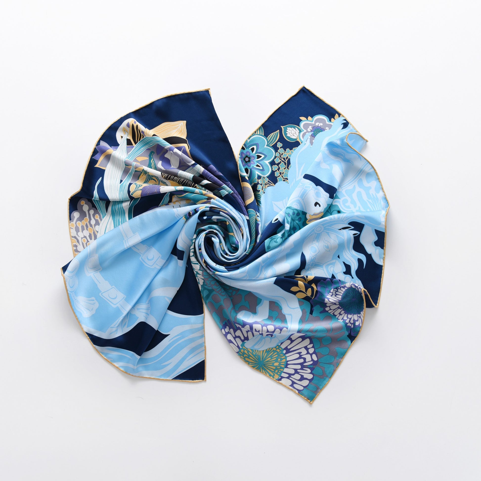 Performance Horses - Silk Scarf in Blue