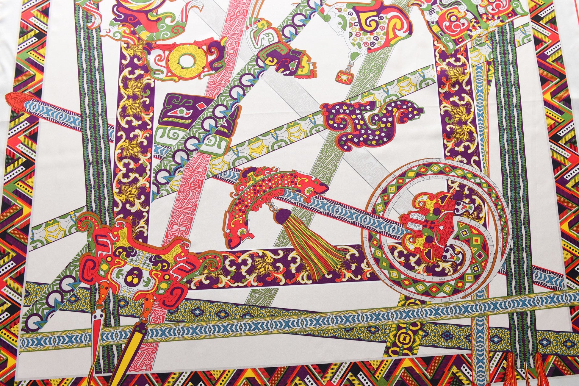 Traditions - Double Sided Silk Scarf in Red & Green